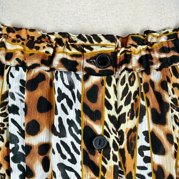 Peter Nygard Animal Leopard Print Button Front Long Skirt Size Small Petite - Picture 4 of 10